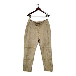 Suede Essentials Women's Leather Rayon Tan Pants Boho Western Stitched Size L